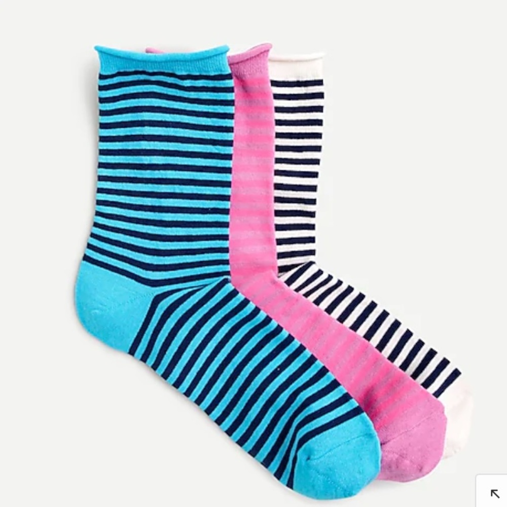 J. Crew Striped Bootie Socks.Set of 3.